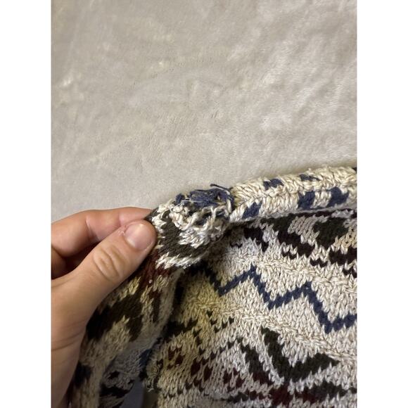Vintage Liberty Grandpa Sweater Cotton Fair Isle Nordic Fisherman 1990s USA XL - Picture 10 of 11